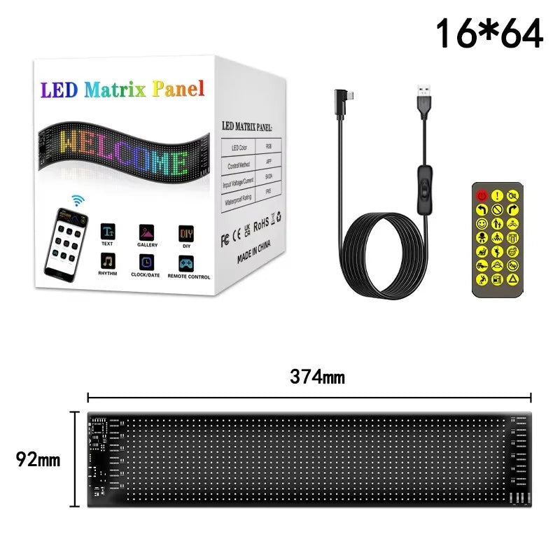 Flexible LED Matrix Panel – RGB Bluetooth App Control for Shop Signage