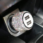 Bling Dual USB Car Charger – Diamond Fast Adapter for Women Interior Decor
