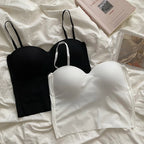 Women's Double Strap Crop Top – Slim Fit Solid Color Vest for Sport