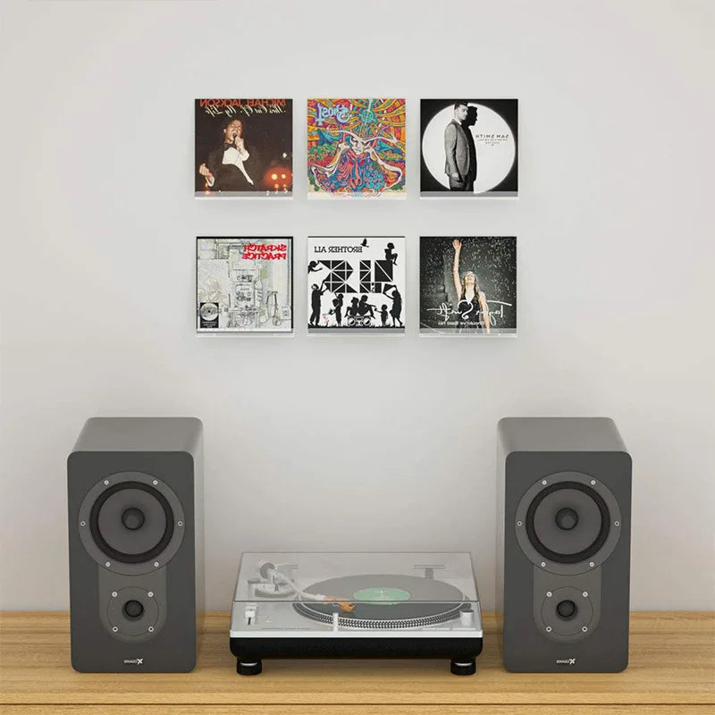 Acrylic Wall-Mounted Record Shelf – Transparent Display for Vinyl Collection