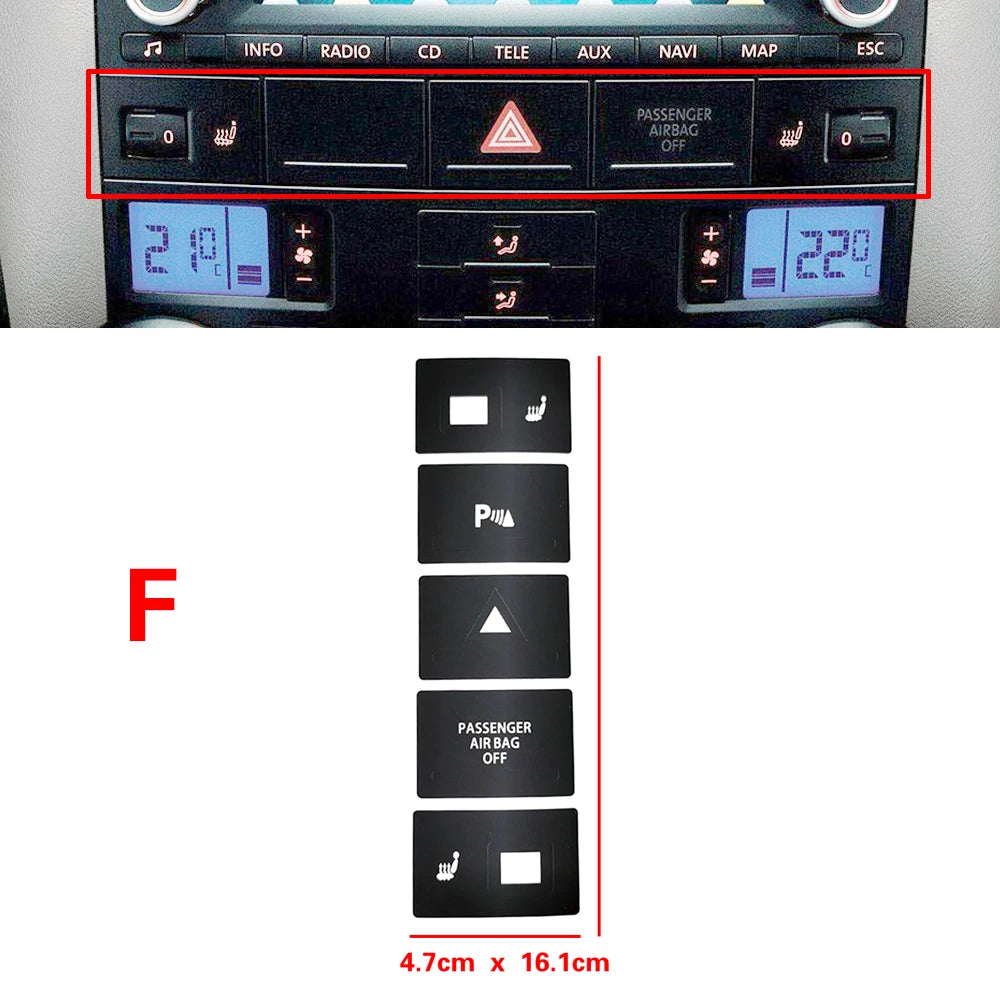 Button Repair Decal Stickers – Interior Dashboard Restoration for VW Touareg