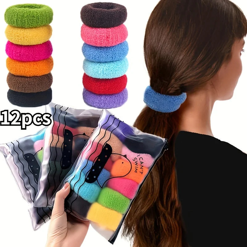 Large Thick Terry Cloth Hair Ties – Seamless Elastic Ponytail Holders