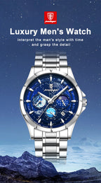 Stainless Steel Quartz Chronograph Watch – Luminous Waterproof Men's Accessory