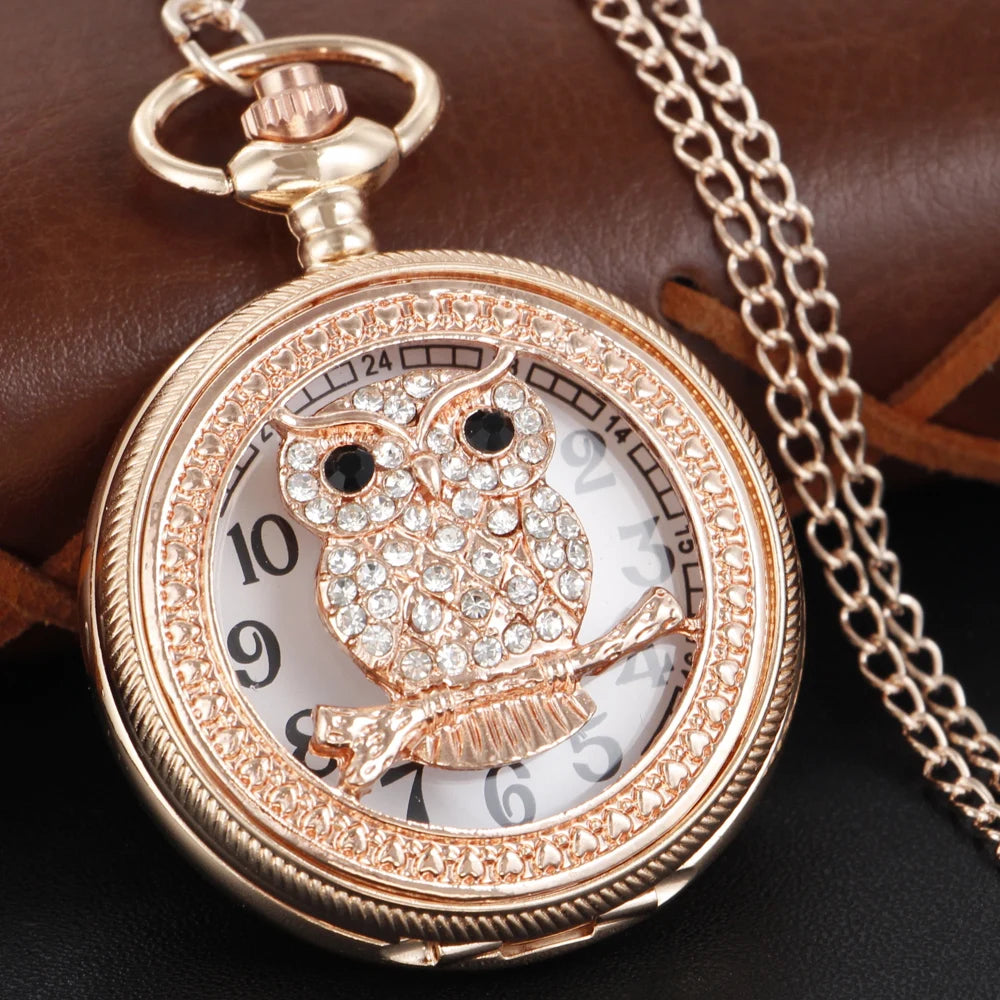 Emerald Diamond Pocket Watch Necklace – Luxury Gold Pendant for Gift