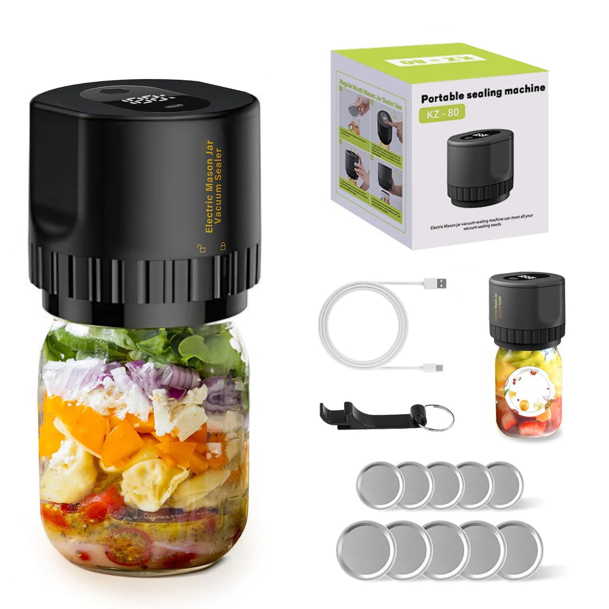 Electric Mason Can Sealer – Portable Vacuum Tool for Kitchen Food Storage