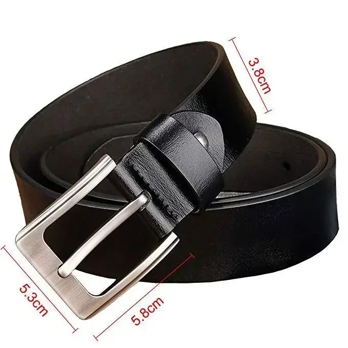 Genuine Leather Mens Belt – Adjustable Luxury Cowskin Strap for Jeans