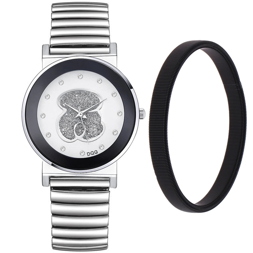 Bear Diamond Quartz Watch – Elegant Minimalist Wristwear for Women
