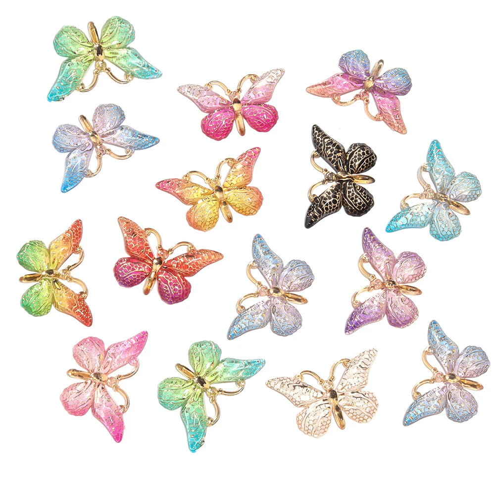 Acrylic Butterfly Beads – 25x38mm Gradient Charms for DIY Jewelry Making