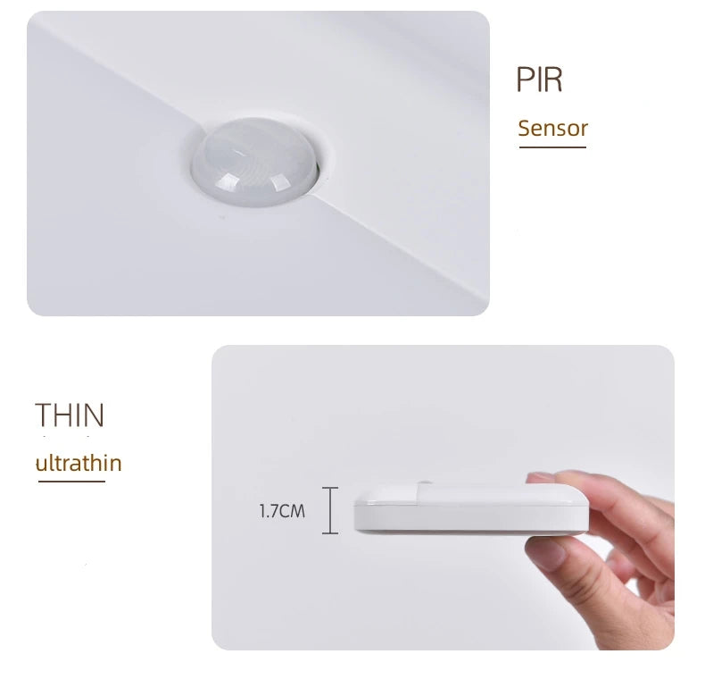 Motion Sensor LED Square Lamp – USB Rechargeable Light for Bedroom and Kitchen
