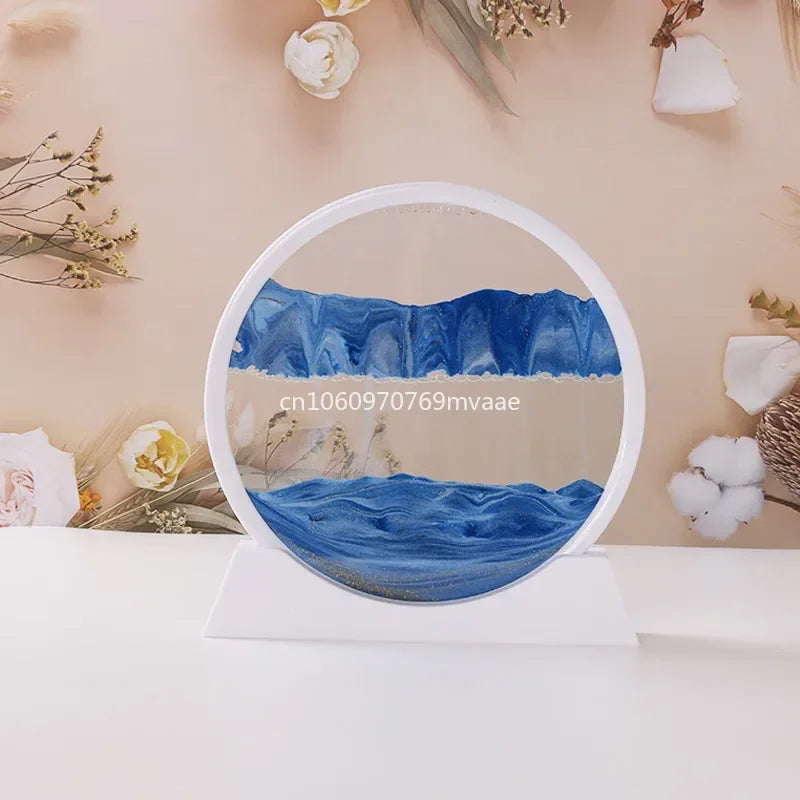 3D Moving Sand Art Frame – Dynamic Liquid Hourglass for Office Home Decor
