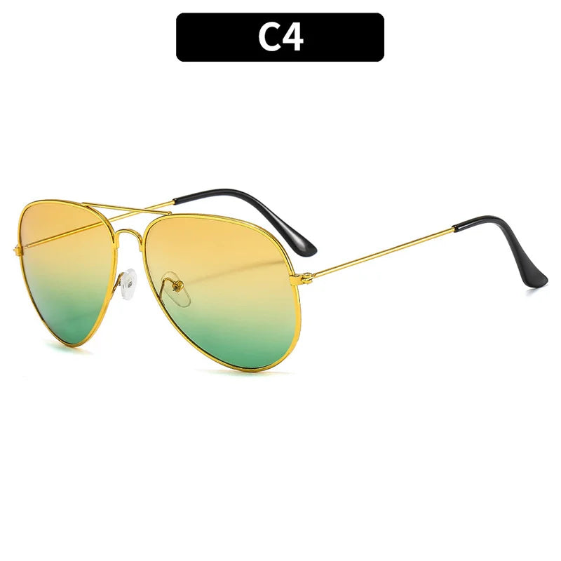 Double Bridge Aviator Sunglasses – Alloy Frame Gradient Lenses for Unisex Fashion