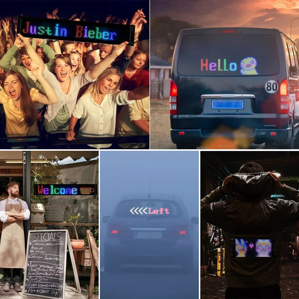 Bluetooth LED Car Sign – Programmable Scrolling Message Display for Auto Decor