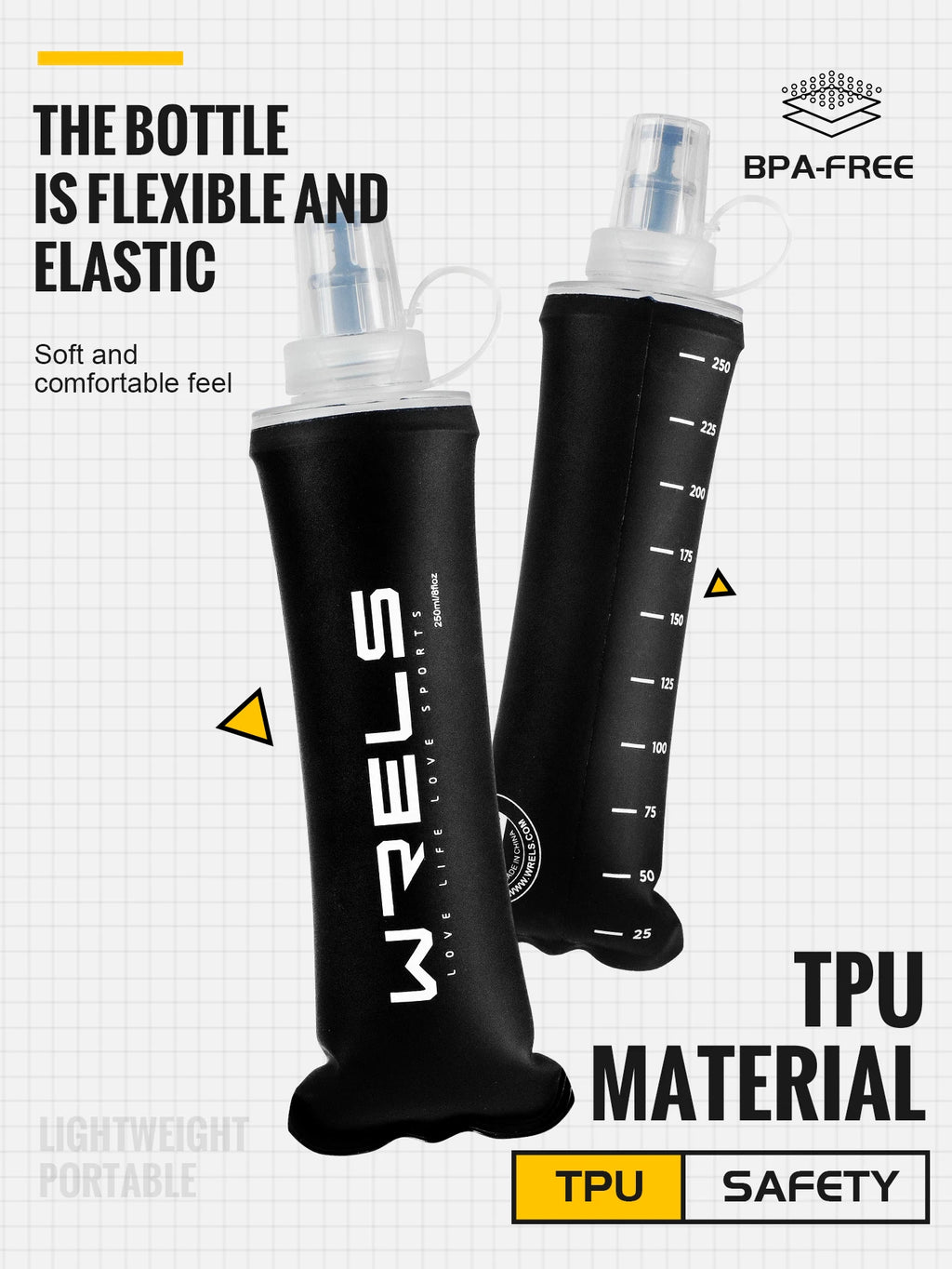 TPU Soft Water Bottle – Foldable BPA Free Hydration Flask for Running Hiking