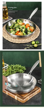 Stainless Steel Frying Pan – Nonstick Uncoated Cookware for Kitchen Stoves