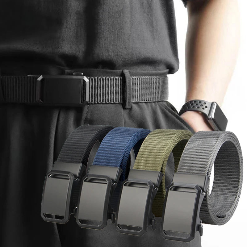 Tactical Canvas Belt – Durable Automatic Buckle for Men Outdoor Hunting