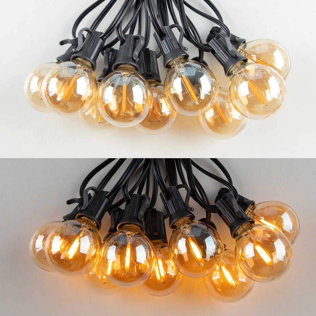 G40 Gold Tint LED Filament Bulbs – Dimmable Glass Globe for Outdoor Decor
