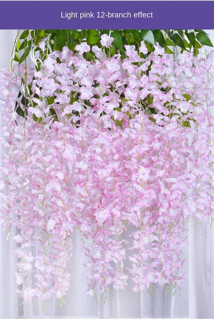 Silk Wisteria Hanging Vines – 110cm Artificial Flower Garland for Wedding Decor