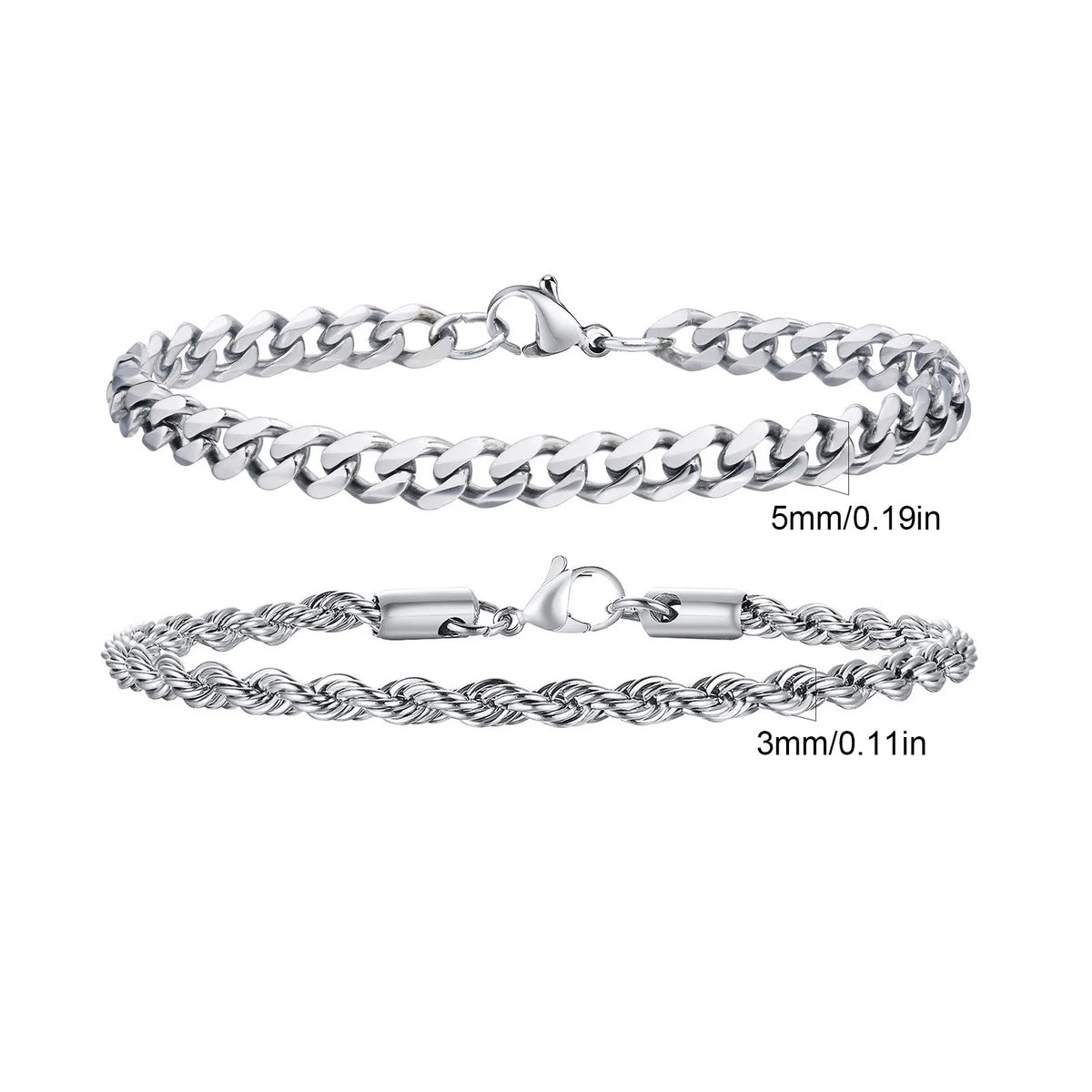 Stainless Steel Chain Bracelet – Men’s Trendy Cuban Link Wristband for Jewelry
