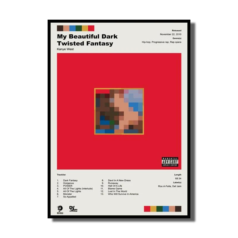 Kanye West Canvas Poster – HD Music Album Art for Home Wall Decor