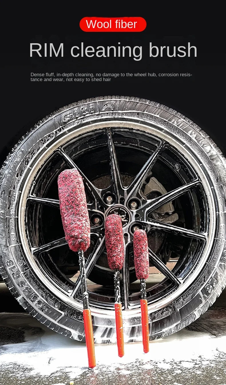 Foldable Car Wheel Brush – Plush Microfiber Hub Cleaning Tool for Detailing