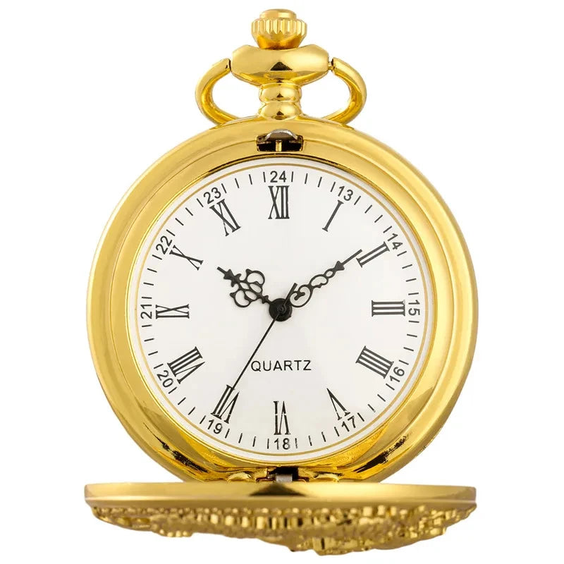 Vintage Hollow Chinese Dragon Pocket Watch – Roman Numeral Necklace Gift