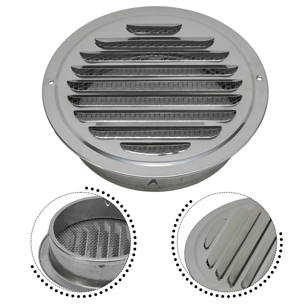 Stainless Steel Round Vent Grille – 70-300mm External Wall Duct for Ventilation