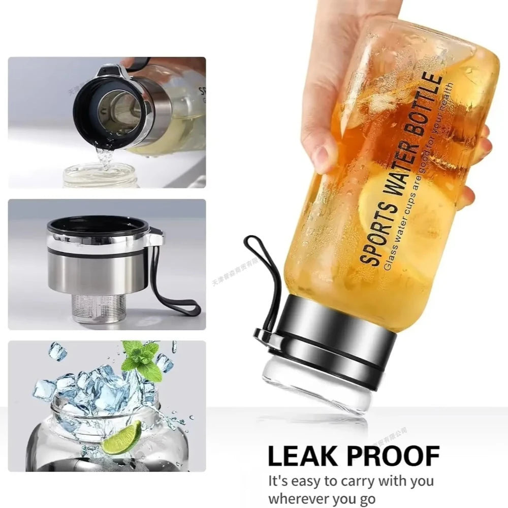 Large Capacity Glass Water Bottle – Transparent Milk Juice Cup for Outdoor Sports