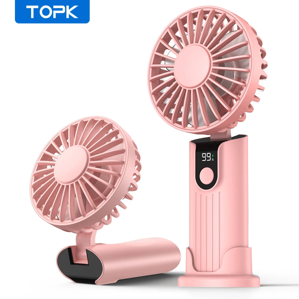 Portable Handheld USB Fan – 5000mAh Rechargeable Desk Fan for Outdoor Travel