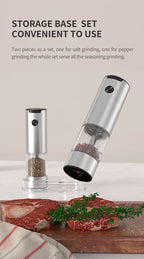 Electric Salt and Pepper Grinder – Adjustable LED Mill for Kitchen Cooking