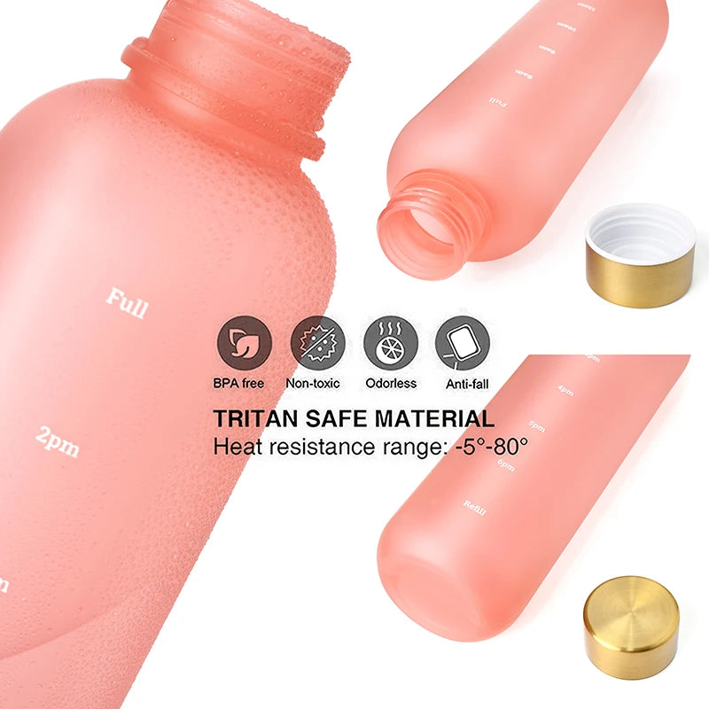 Motivational Frosted Water Bottle – 32oz Leakproof BPA Free for Fitness Gym