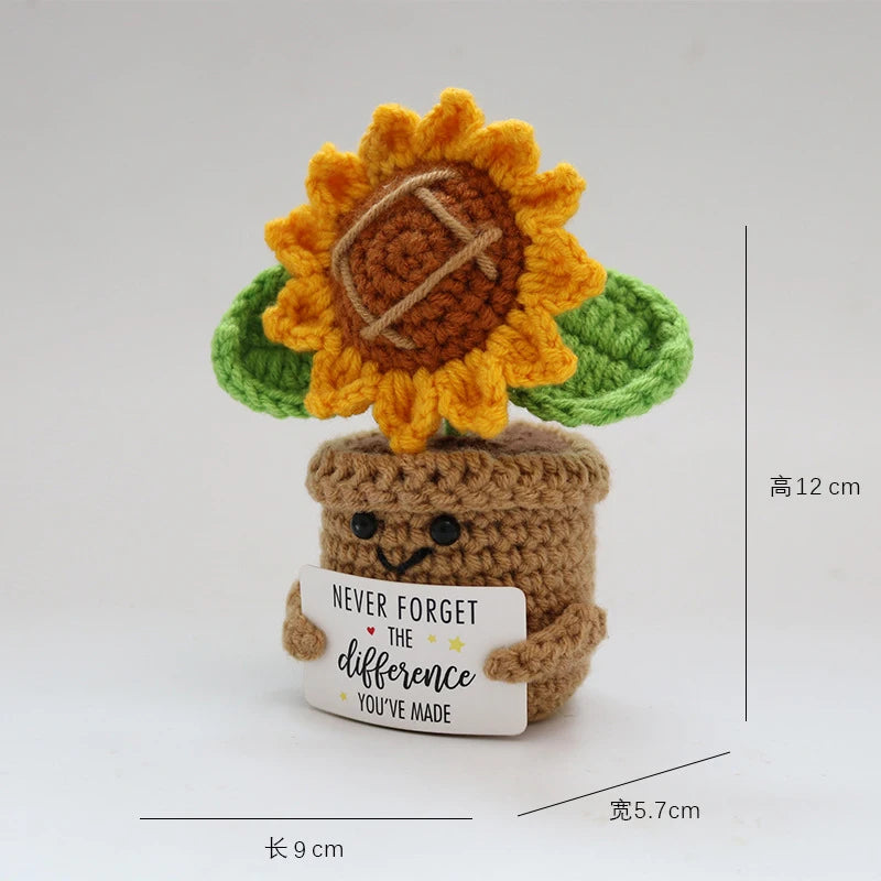 Handwoven Crochet Sunflower Potted Plant – Decorative Gift for Home Decor