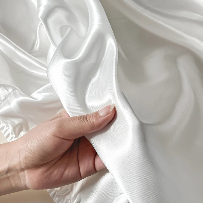 Satin Elastic Fitted Sheet – Soft Solid Mattress Cover for All Bed Sizes