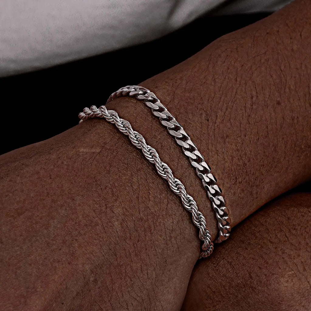 Stainless Steel Chain Bracelet – Men’s Trendy Cuban Link Wristband for Jewelry