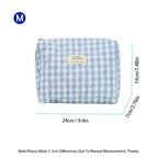 Large Checkered Cotton Cosmetic Bag – Plaid Travel Toiletry Organizer for Women