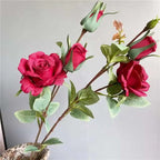 Silk Rose Branch – 5 Head Artificial Floral Stem for Wedding Home Decor