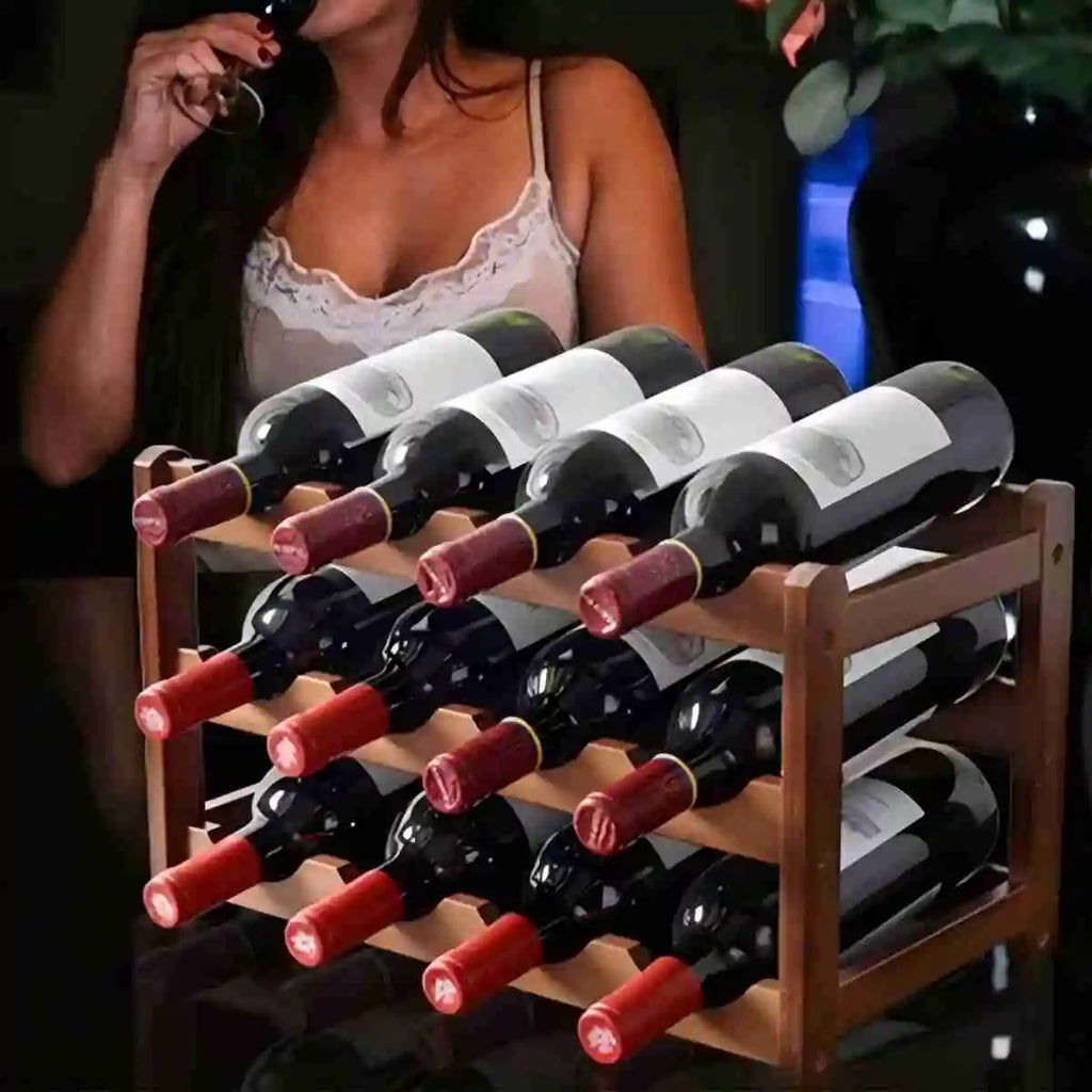 Bamboo Wine Rack – Multi-Tier Wood Display for Bar and Dining Room