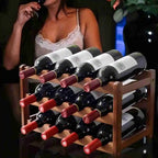 Bamboo Wine Rack – Multi-Tier Wood Display for Bar and Dining Room