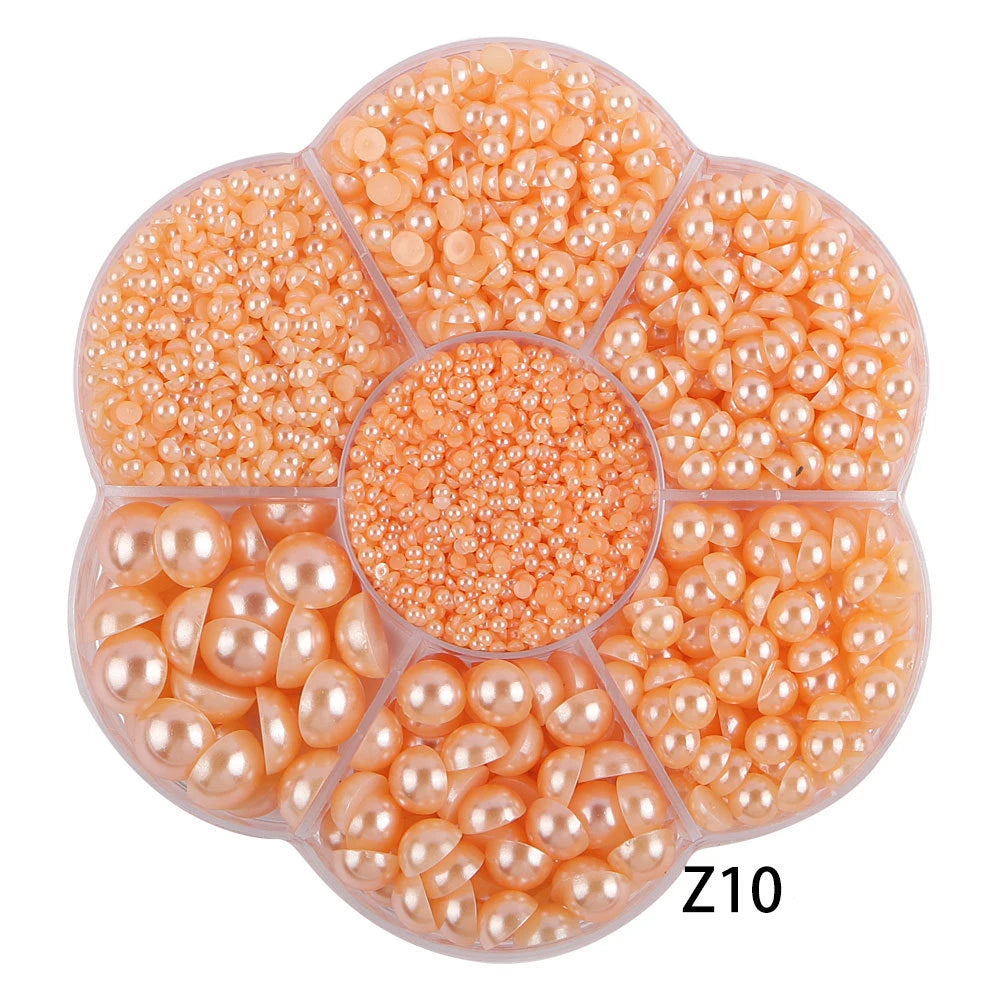 Half Round Flatback Pearl Beads – Assorted Sizes for DIY Jewelry and Nail Art