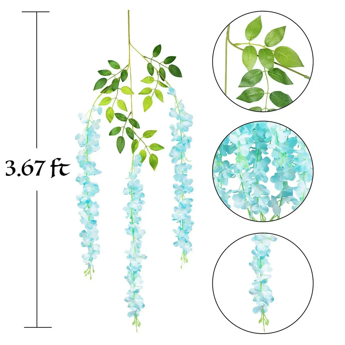 Silk Wisteria Hanging Vines – 110cm Artificial Flower Garland for Wedding Decor
