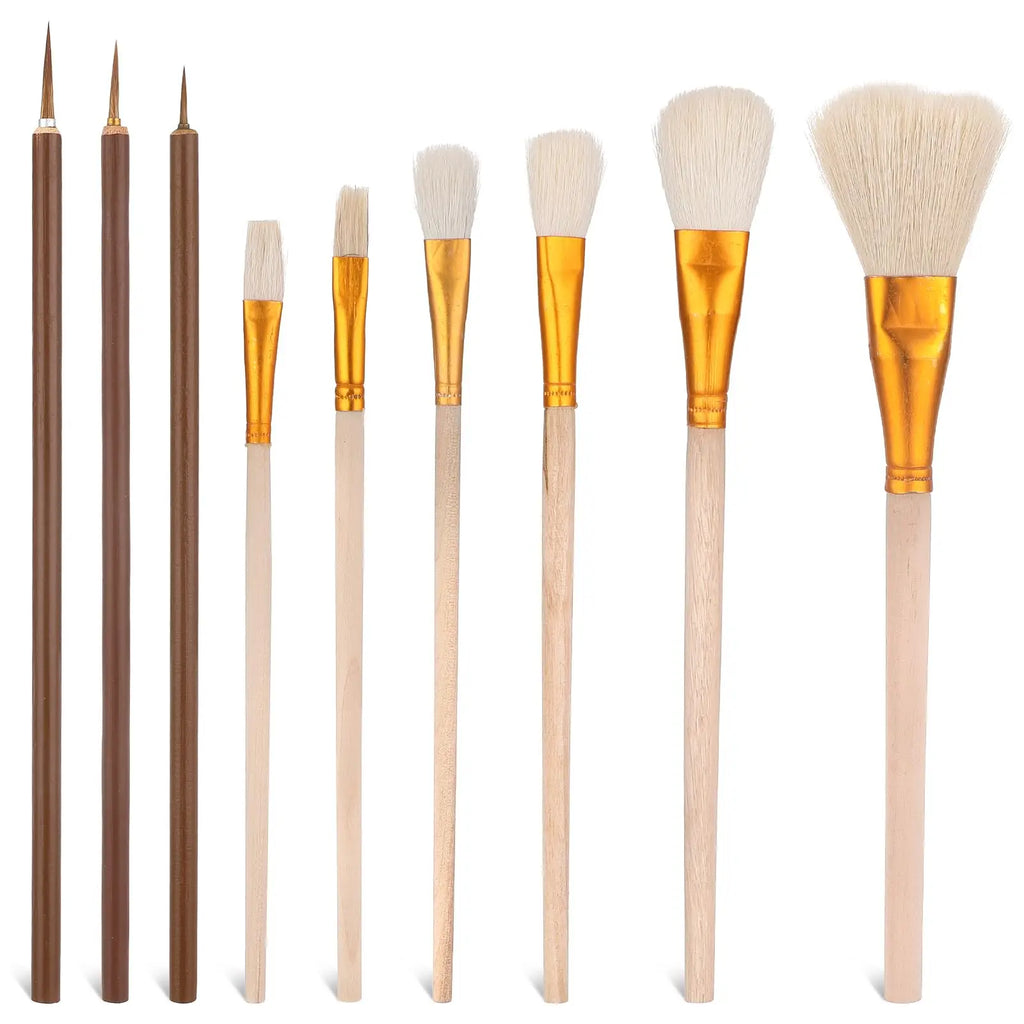 Ceramic Glazing Brush Set – 9 Piece Pottery Painting Tools for Art Projects