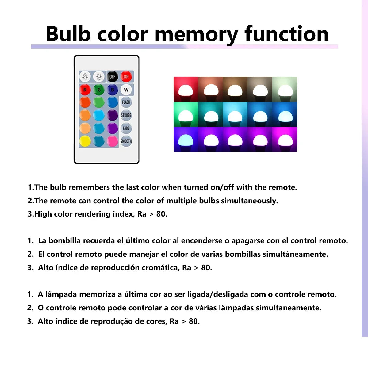 RGB LED Light Bulb – Dimmable 16 Color Remote for Home Bedroom Decor