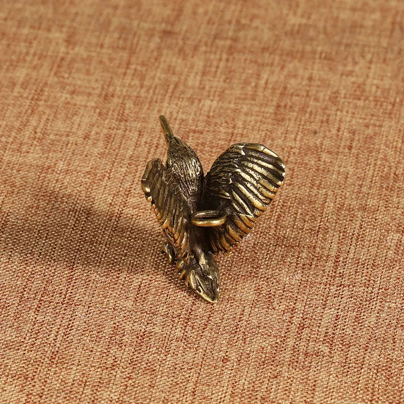 Brass Eagle Statue – Mini Winged Bird Sculpture for Home and Office Decor