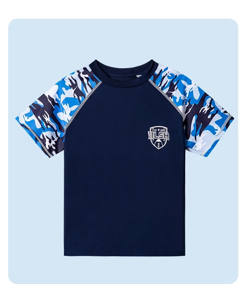 Boys Camouflage Swimsuit – Two-Piece Thermal Set for Swimming Training