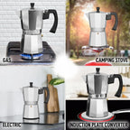Aluminum Moka Pot Coffee Maker – Espresso Percolator for Home and Camping