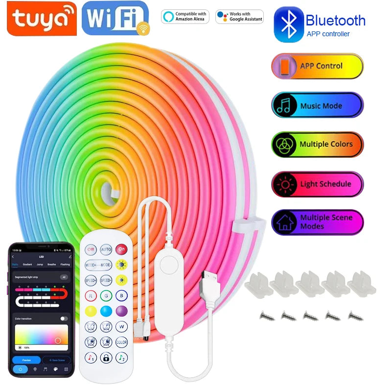 Smart RGB Neon LED Strip – WiFi App Controlled Light for Home Gaming Decor