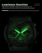Quartz Chronograph Watch – Moon Phase Luminous Wristwatch for Men
