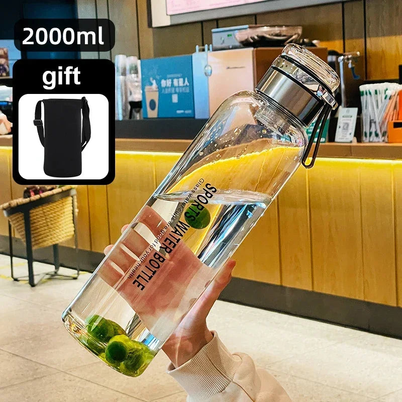Large Capacity Glass Water Bottle – Transparent Milk Juice Cup for Outdoor Sports