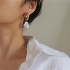 Baroque Irregular Pearl Hoop Earrings – Elegant Jewelry for Wedding Party