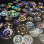 Glitter Gold PET Adhesive Stickers – Celestial Stars and Moon for Journaling
