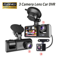 Triple Lens Car Dash Cam – 1080P 3-Channel Video Recorder for Vehicle Security